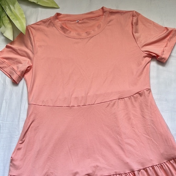 Casual Short Sleeve Crewneck Swing Flowy Tiered Dress with Pockets - Picture 6 of 10